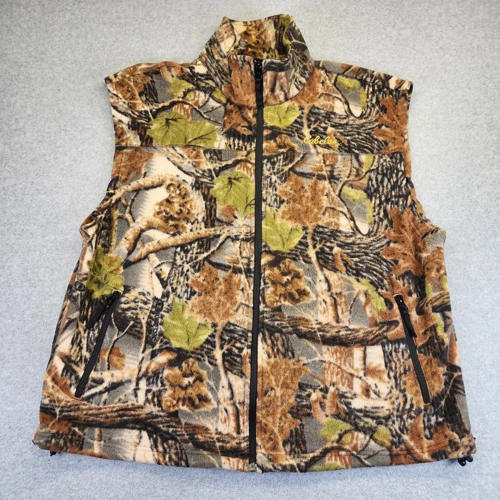 Cabela's‎ Mens XL Camo Full Zip Fleece Vest Hunting Outdoor Gear